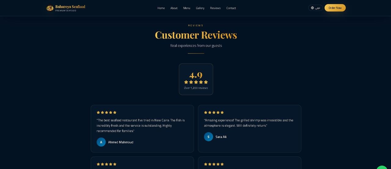 Restaurant website customer reviews section